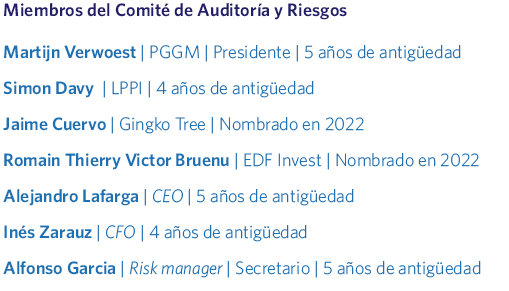 Miembros del Comité de Auditoría y Riesgos